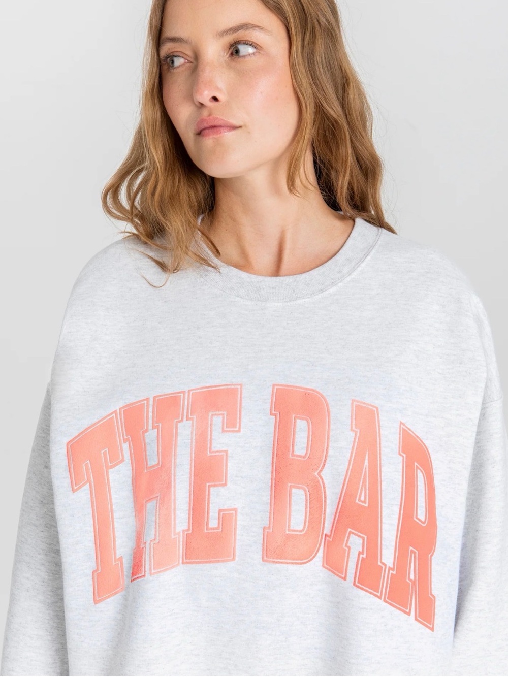 The Bar Varsity Sweatshirt LT Heather Grey/Bright Coral